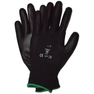 Rękawice pu poliuretan czarne nylonowe 10 - XL