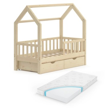 ŁÓŻECZKO WIKI 140X70 Z MATERACEM I SZUFLADAMI