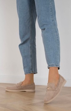 8012 БЕЖЕВЫЕ ЗАМШЕВЫЕ МОКАСИНЫ ЖЕНСКИЕ 39