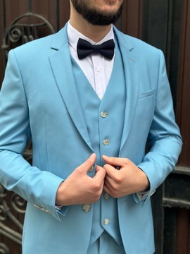 Ekskluzywny garnitur męski 46/176 niebieski markowy garnitur Twerdowsky