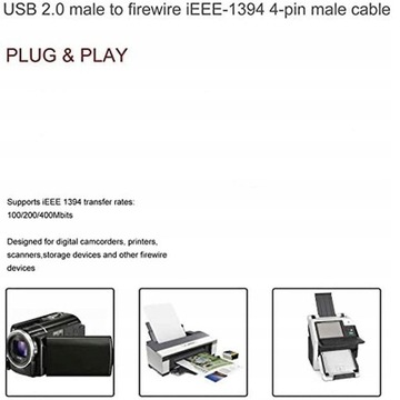 USB-кабель «папа» с 4-контактным мини-разъемом Firewire к мини-разъему