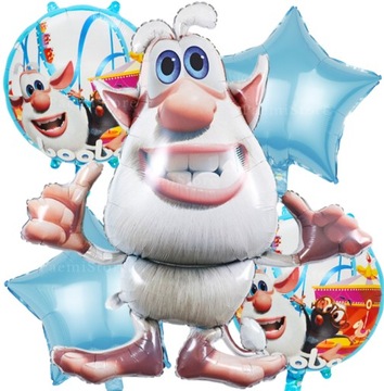 Balony foliowe BOOBA Buba 110cm świnka cooper zestaw 5 szt. urodziny hel