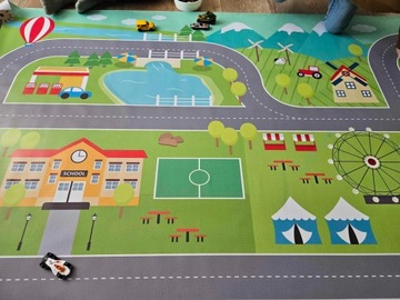 MATA PODŁOGOWA MIASTECZKO, DROGA, ulica tor dla dzieci plac zabaw 1x2m DUŻY