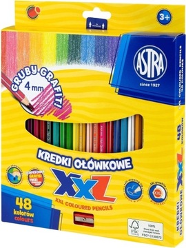 KREDKI OŁÓWKOWE gruby grafit ASTRA 48 KOLORÓW XXL
