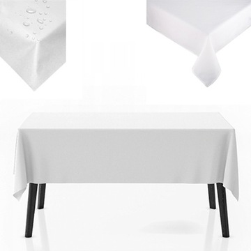 OBRUS PLAMOODPORNY BIAŁY GŁADKI NA STÓŁ PROSTOKĄTNY 240x160 poliester 180g