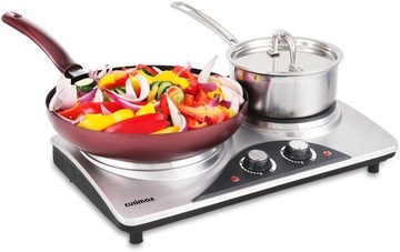 Электрическая нагревательная плита, состоящая из двух частей, с двойной регулировкой температуры.