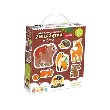 PUZZLE PROGRESYWNE ZWIERZĄTKA W LESIE 2+