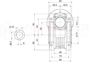 Электродвигатель мощностью 0,55 кВт, редуктор HMRV 50 1:30 NMRV MOTOVARIO.