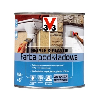 V33 FARBA PODKŁADOWA do METALU i PLASTIKU 0,5L 6m2