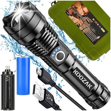 MOCNA LATARKA LED TAKTYCZNA AKUMULATOROWA SURVIVAL