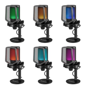 Mikrofon Defender PODŚWIETLANY RGB LED przewodowy USB typu C