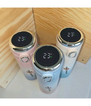 Кофейный термос с носиком Термокружка LED 420мл Ombre Pink