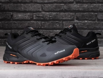 Buty męskie, sportowe, trekkingowe DK Thanos GREY BLACK ORANGE SOFTSHELL