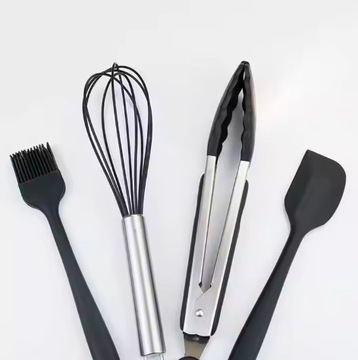НАБОР КУХОННОЙ ПОСУДА, СИЛИКОН, ЧЕРНЫЙ, УМЫВНИК, ЛОЖКА, ШПАТКА, 10 ШТ.