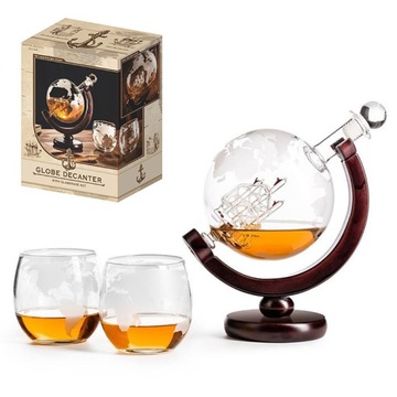 Zestaw do whisky szklana KARAFKA GLOBUS + szklanki