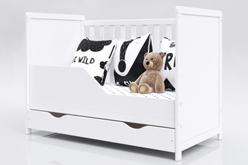 Детская кроватка Lilia белая с ящиком 120x60 + матрас стандарта ЕС