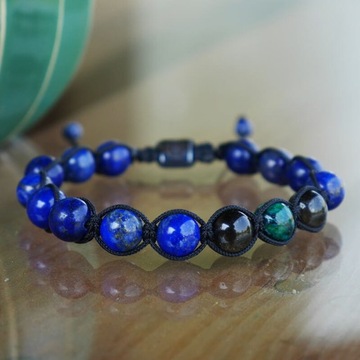 Bransoletka shamballa kamienie naturalne lapis lazuli obsydian chryzokola