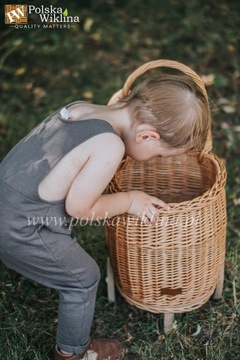 Плетеная корзина для игрушек, натуральная коляска + кисточки.