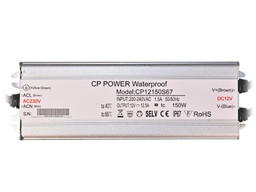 Profesjonalny Zasilacz Montażowy 12V 12.5A SLIM Wodoodporny - MOC 120W