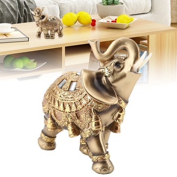 Szczęście Feng Shui Złoty Słoń Statua Rzeźba