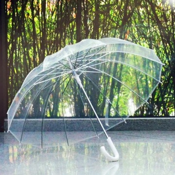 Parasol Parasolka Przeźroczysta Biała Ślub Ślubna Ozdobna Bezbarwna Duża XL