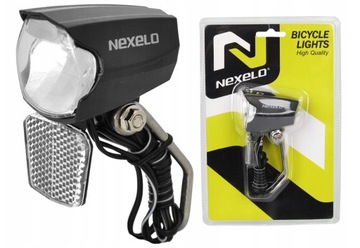 Lampka przednia na dynamo NEXELO na widelec z podtrzymaniem 30LUX