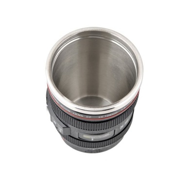 Термокружка LENS черная подарок для фотографа, фотоаппарата, кофе, чая