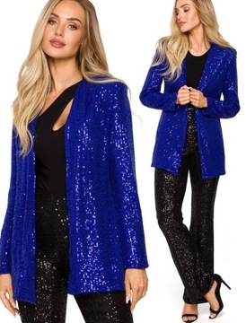 CEKINOWA DŁUGA MARYNARKA BEZ ZAPIĘCIA