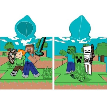 Ręcznik kąpielowy okrycie z kapturem Minecraft Creeper Steve 50x100cm