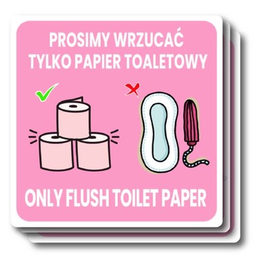 Naklejka WC wrzucać tylko papier 10 cm do toalet