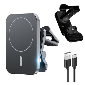 ŁADOWARKA INDUKCYJNA QI UCHWYT SAMOCHODOWY do MAGSAFE DO IPHONE 15W SZYBKA