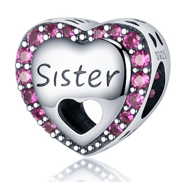Zawieszka Srebro 925 Charms Koralik Sister Siostra