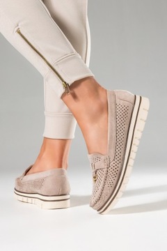 PÓŁBUTY MOKASYNY WSUWANE AŻUROWE DAMSKIE NA PLATFORMIE LEKKIE WYGODNE r 40