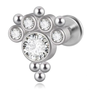 KOLCZYK DO UCHA LABRET SREBRNY TYTANOWY 1,2/6