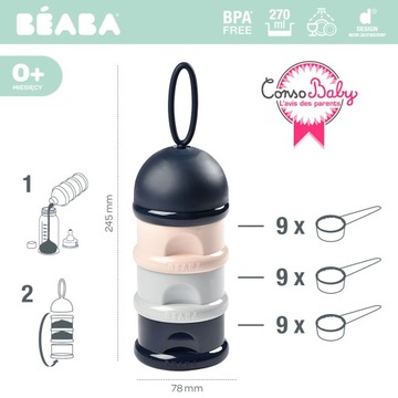 POJEMNIKI NA MLEKO W PROSZKU zestaw 3 x 90ml BEABA
