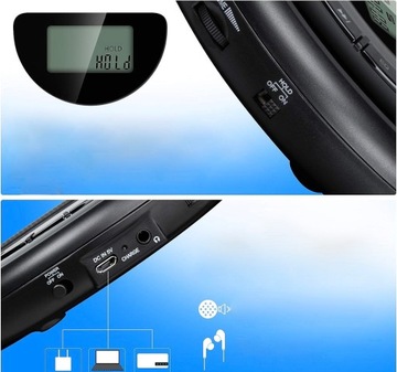 Автомобильный CD-плеер, черные портативные колонки AUX, USB, перезаряжаемые