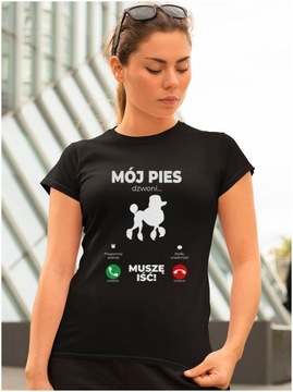 Tshirt damski bluzka PIES Pudel Poodle PIES DZWONI PSY L