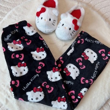 ЖЕНСКИЕ ПЛОТНЫЕ ТЕПЛЫЕ ФЛАНЕЛЕВЫЕ ПИЖАМНЫЕ БРЮКИ HELLO KITTY, МЯГКИЕ, УДОБНЫЕ