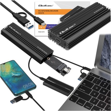 Корпус для твердотельного накопителя M.2 SATA NVMe USB-C емкостью до 2 ТБ