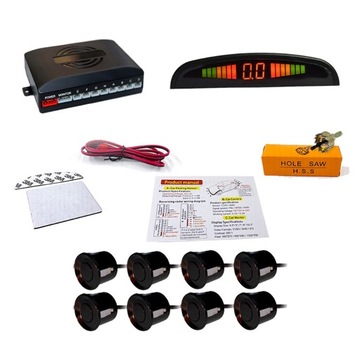 4X ДАТЧИКИ ПАРКОВКИ ЗАДНЕГО РАБОТЫ, КОМПЛЕКТ ДИСПЛЕЯ ПЕРЕДНИЙ ЗАДНИЙ, СЕРЕБРЯНЫЙ