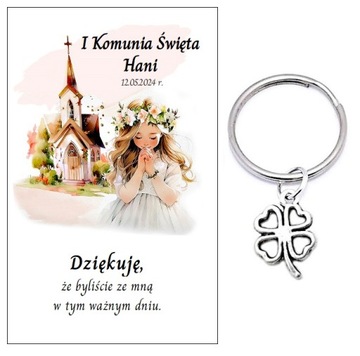 Podziękowania dla gości KOMUNIA ŚWIĘTA PAMIĄTKA PREZENT LUCKY KONICZYNKA