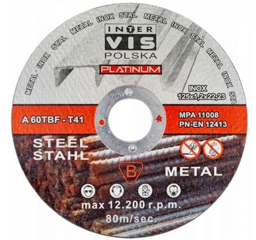 TARCZE TARCZA DO CIĘCIA METALU STALI 125x1,2 mm