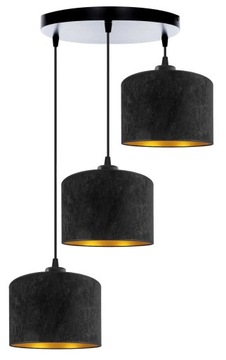 Lampa Sufit Plafon Żyrandol Abażur Welurowo Złoty