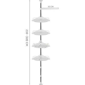 УГЛОВАЯ ПОЛКА ДЛЯ ДУША, ТЕЛЕСКОПИЧЕСКАЯ РЕГУЛИРОВКА ВЫСОТЫ, 320 СМ