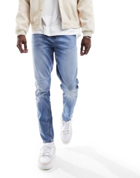 DESIGNEX Niebieskie jeansy o obcisłym kroju w stylu vintage W36/L36