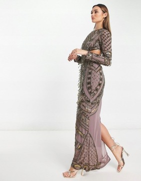 ASO DESIGN 36 S ZDOBIONA SUKIENKA MAXI MAUVE H11720