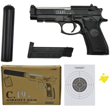 BROŃ PISTOLET ASG NA KULKI TŁUMIK REPLIKA KARABIN