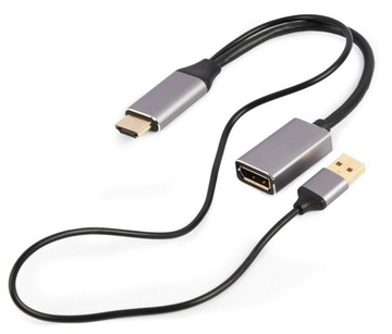 Adapter HDMI męski do DisplayPort żeński + USB-A męski 4K Gembird A-HDMIM-D