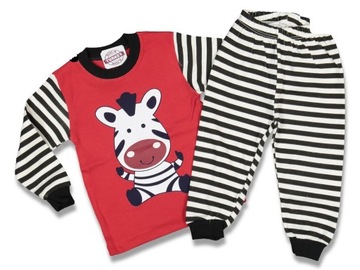 PIŻAMA piżamka KOMPLET czerwona ZEBRA - ROZ. 98