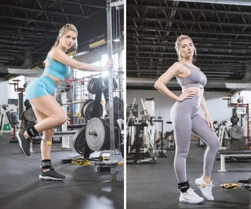 Тканевая тренировочная лента с держателем лодыжки для многоцелевых блоков.